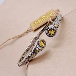 NEW! DEVATA Sterling Silver & 18k Gold Hinged Cable Bracelet w/ Citrine